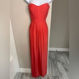Parker Vibrant Coral Strapless Maxi Dress